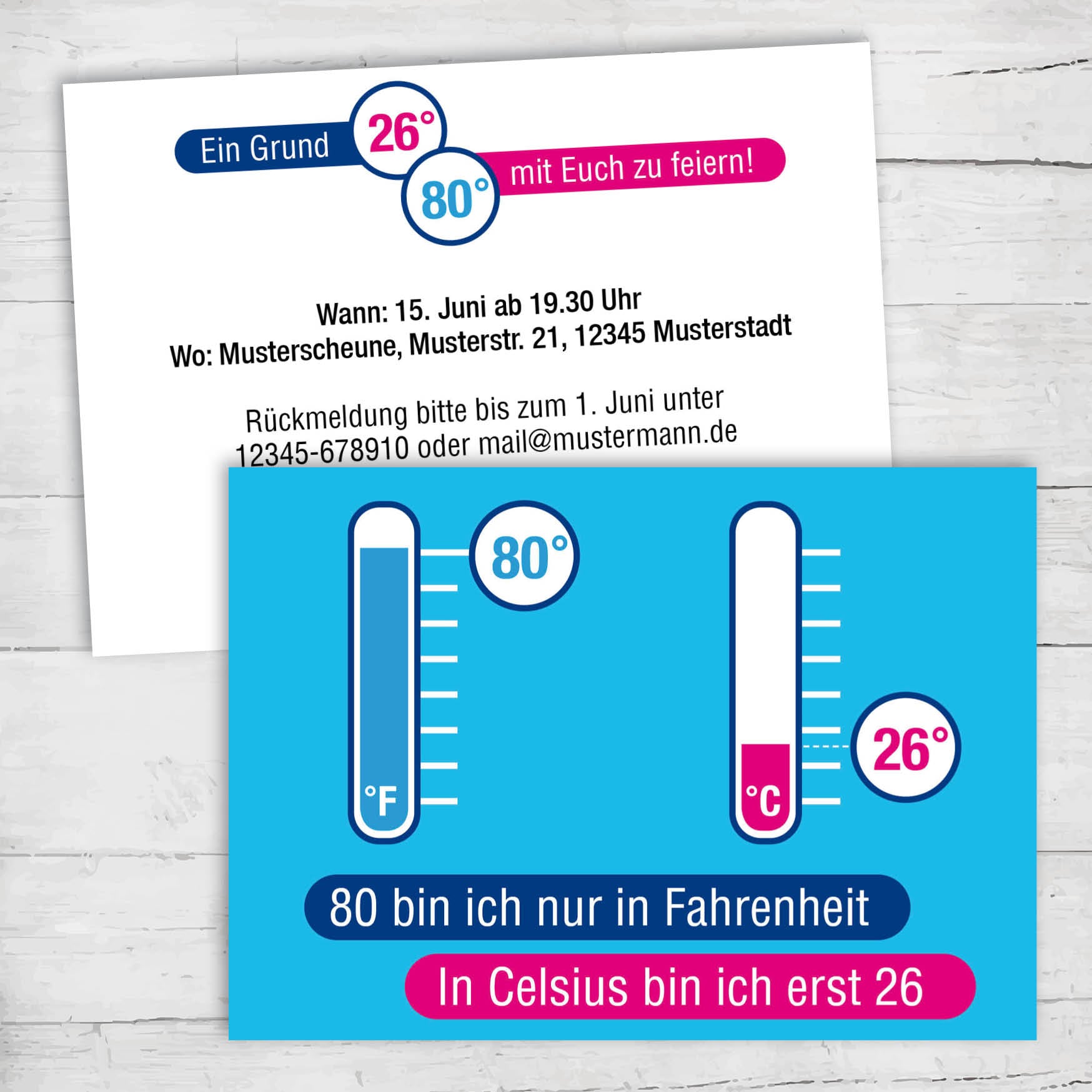 Einladung zum 80. Geburtstag: Fahrenheit Individuelle Einladung